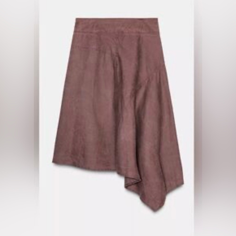 Zara Asymmetrical A-Line Skirt in Mauve Brown